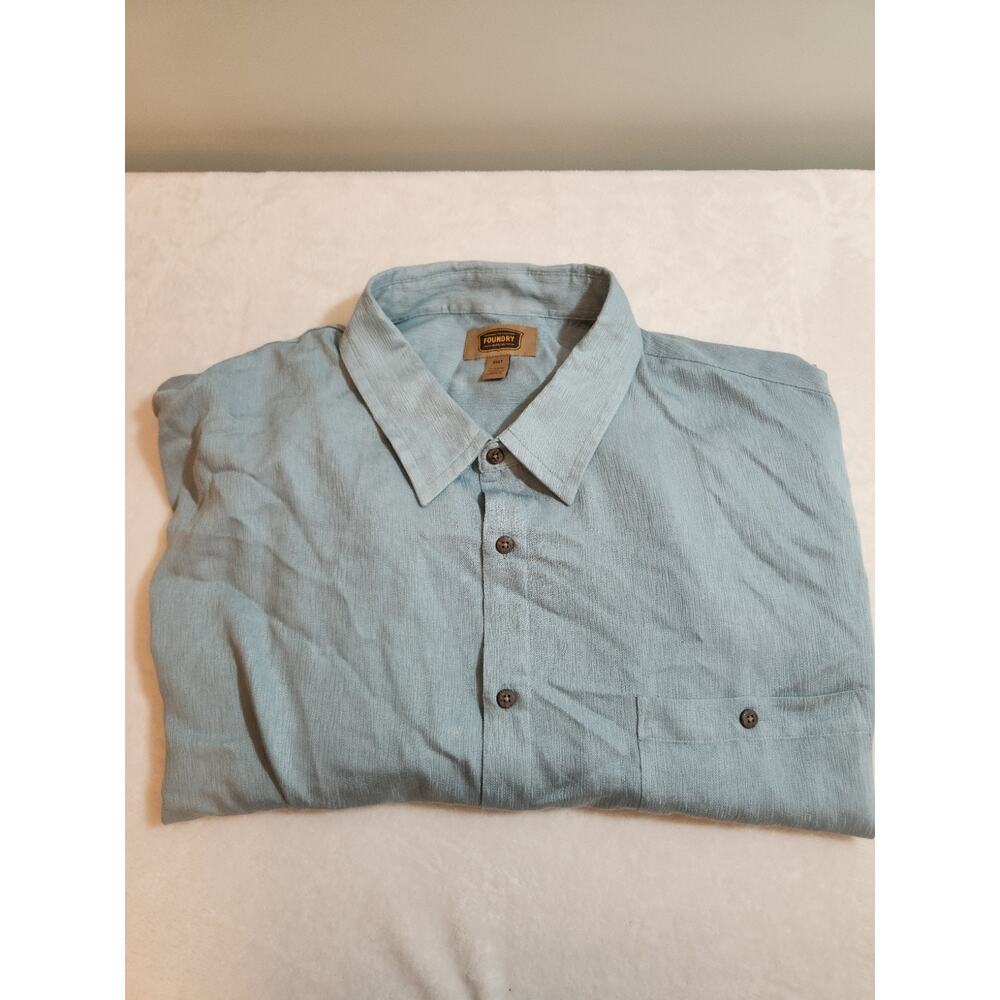 The Foundary Shirt Mens 3XLT 3XL Tall Green Short Sleeve Preppy Gorpcore